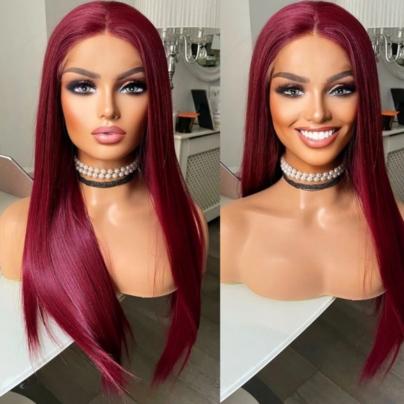 22” Dark Red Beautiful straightLace Front Wig for woman *NEW*